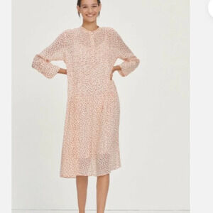 Samsoe Elm Shirt Dress in Pearl Drops Midi Pink Polka Dot Size Medium EUC